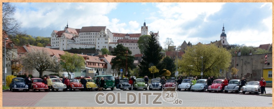 15 historische VW-Käfer sind in Colditz eingeflogen