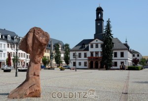 Rochlitz - Stadt des roten Porphyr (Markt mit Rathaus)