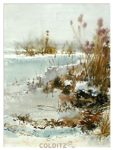 Winter an der  Peene (Aquarell)