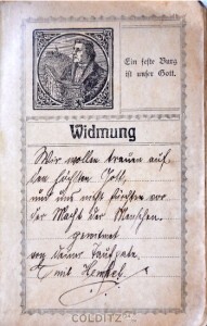 Eine Widmung in einem Gesangbuch zur Konfirmation von 1918