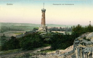 Der Heimatturm (1901) - Materialspender und Bau eng nebeneinander...
