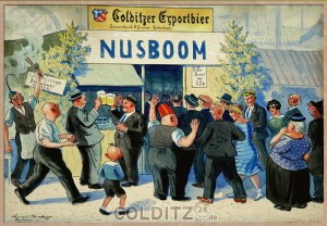 Colditzer Bier - eine Attraktion auf den Dresdener Vogelwiesen (Gemälde von 1933)