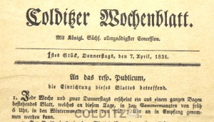Das Colditzer Wochenblatt von 1831 (A.L.)